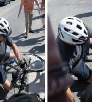 US President Joe Biden fell off a bicycle